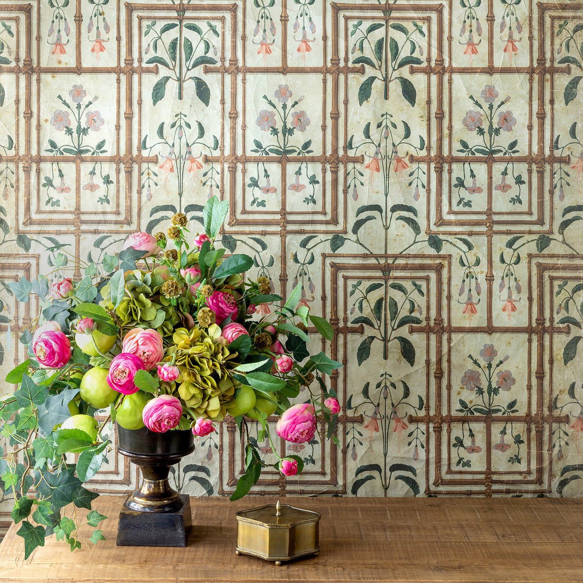 Bamboo and Fuchsia Pattern Wallpaper - A Cottage in the City