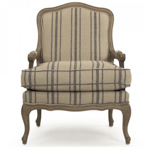 Bastille Blue Stripe Love Chair - A Cottage in the City