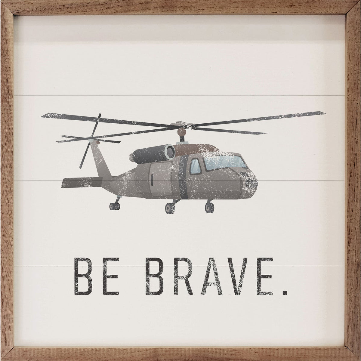 Be Brave Helicopter White Wood Framed Print - A Cottage in the City