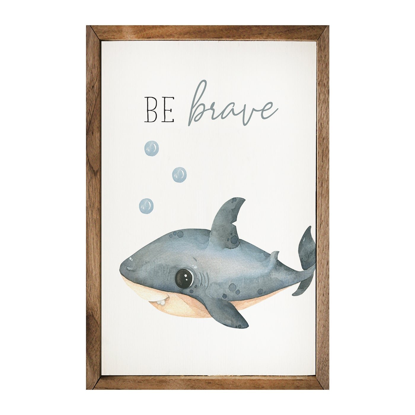 Be Brave Shark Wood Framed Print - A Cottage in the City