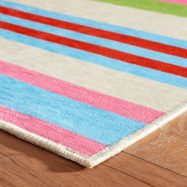 Beach Stripe Multi Machine Washable Rug - A Cottage in the City