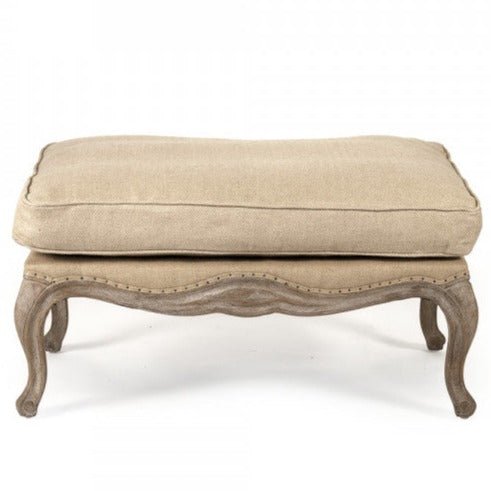 Belmont Hemp Linen Ottoman - A Cottage in the City