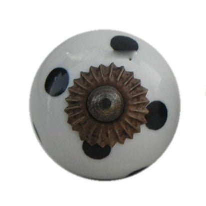 Black Polka Dots Ceramic Knob - A Cottage in the City