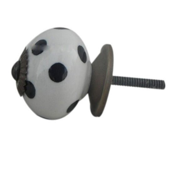 Black Polka Dots Ceramic Knob - A Cottage in the City