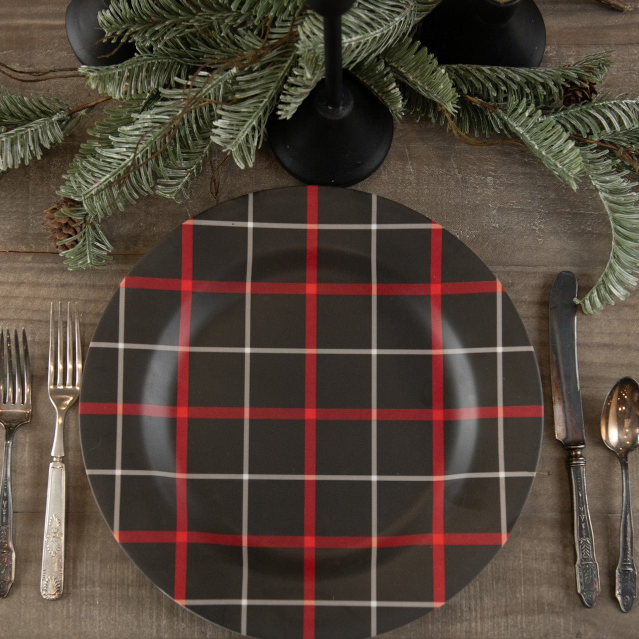 Black With Red And White Stripe Charger - A Cottage in the City