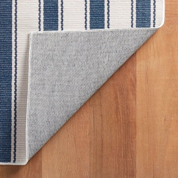 Blue Awning Stripe Machine Washable Rug - A Cottage in the City