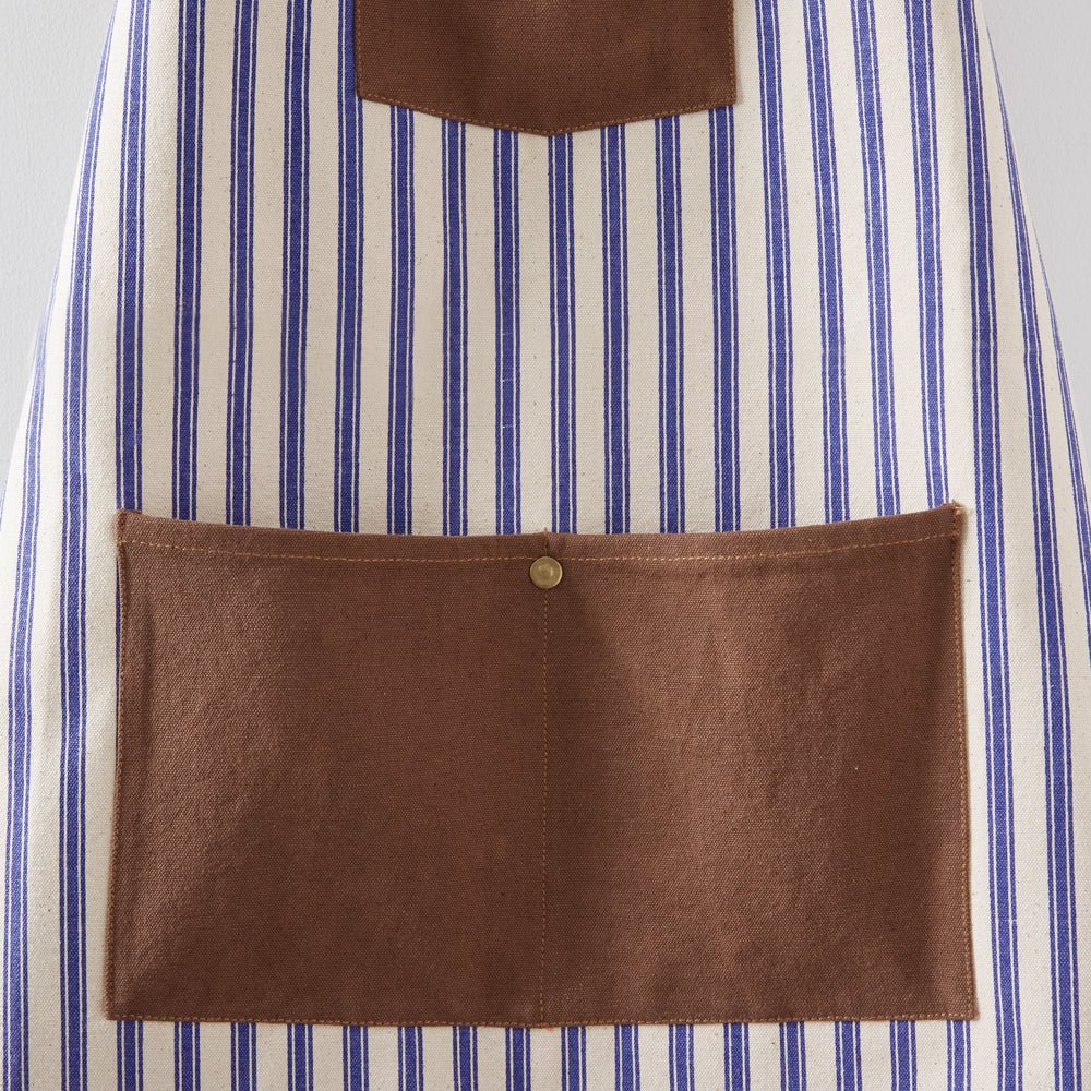 Blue Striped Canvas & Leather Utility Apron - A Cottage in the City