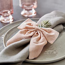 Blush Velvet Bow Napkin Tie Set - A Cottage in the City