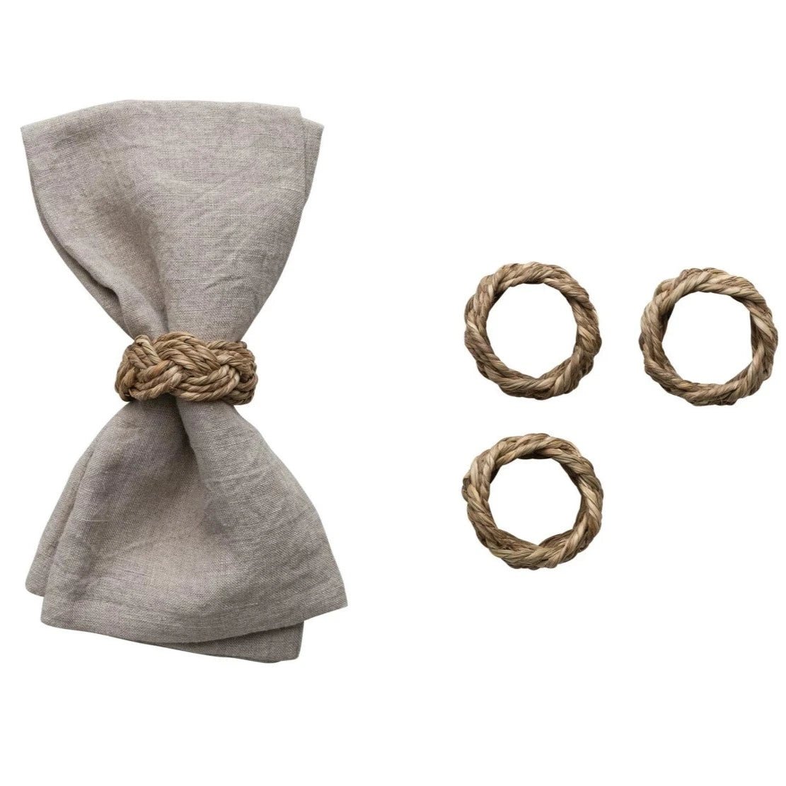 Braided Seagrass Napkin Ring Set - A Cottage in the City