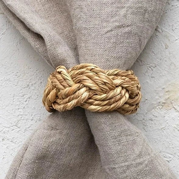 Braided Seagrass Napkin Ring Set - A Cottage in the City