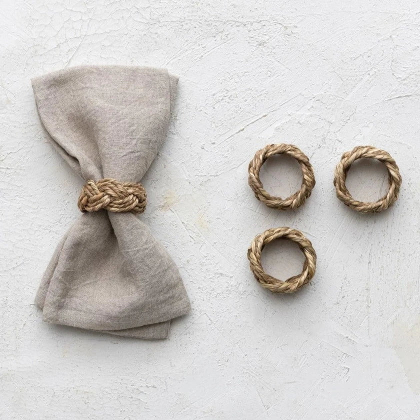 Braided Seagrass Napkin Ring Set - A Cottage in the City