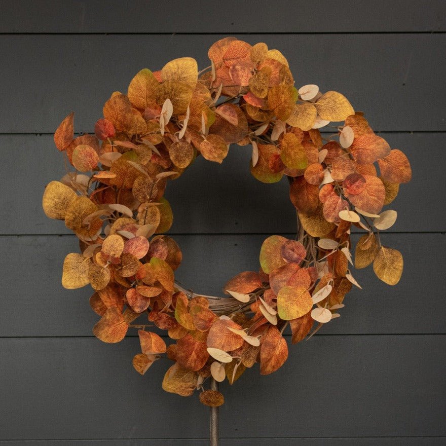 Brown &amp; Orange Eucalyptus Leaves Wreath - A Cottage in the City