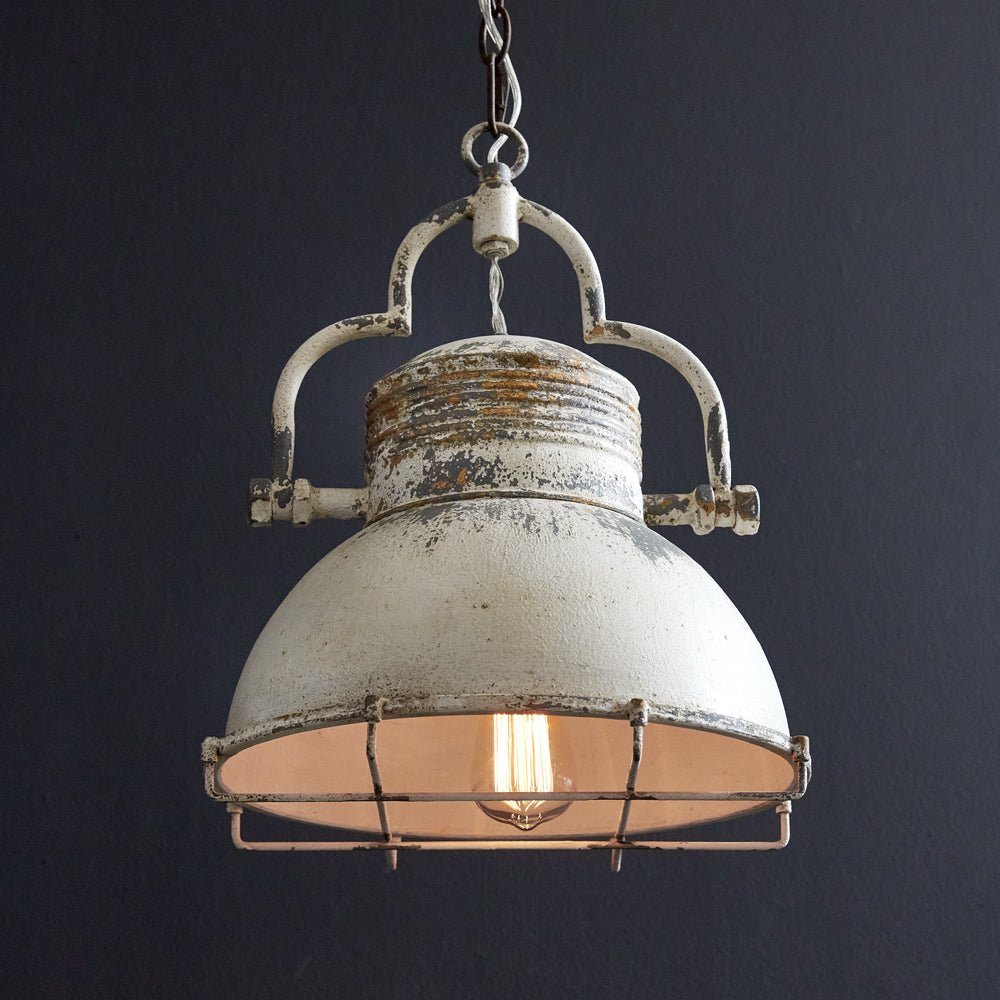 Caged White Barn Pendant Light - A Cottage in the City