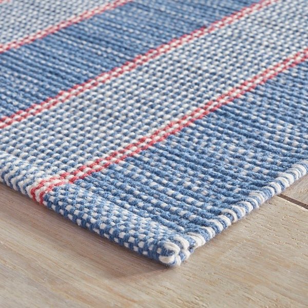 Camden Stripe Denim Handwoven Cotton Rug - A Cottage in the City