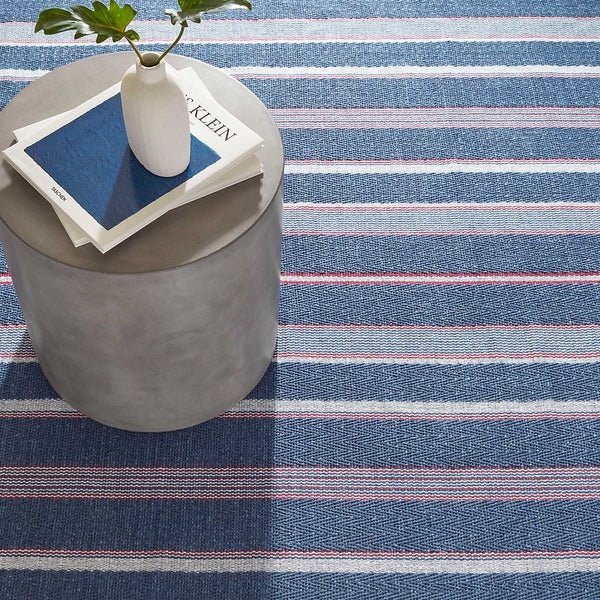 Camden Stripe Denim Handwoven Cotton Rug - A Cottage in the City