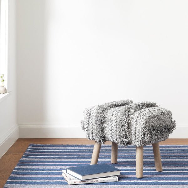 Camden Stripe Denim Handwoven Cotton Rug - A Cottage in the City