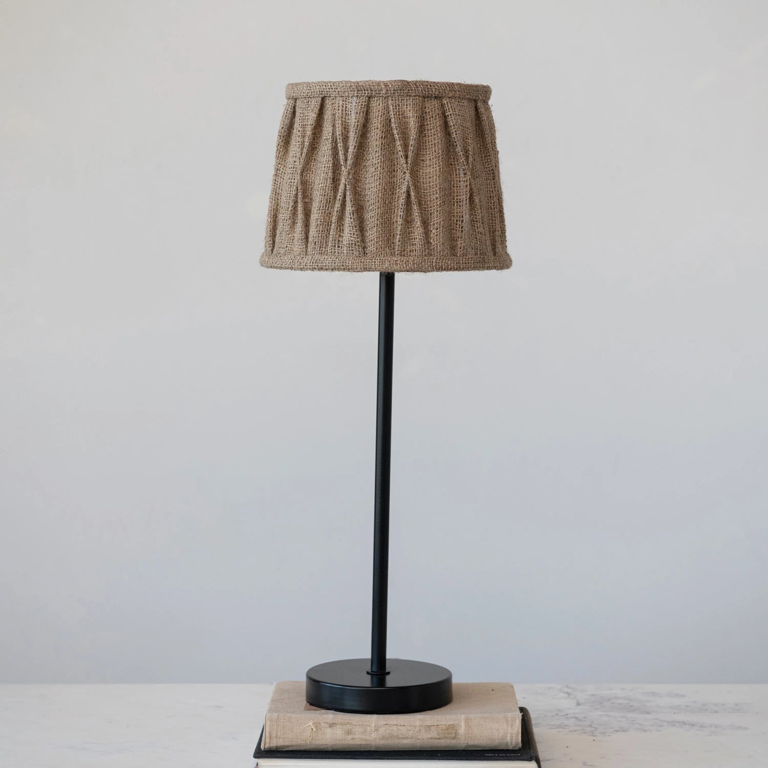 Candlestick Lamp With Pintucked Jute Shade S/2 - A Cottage in the City