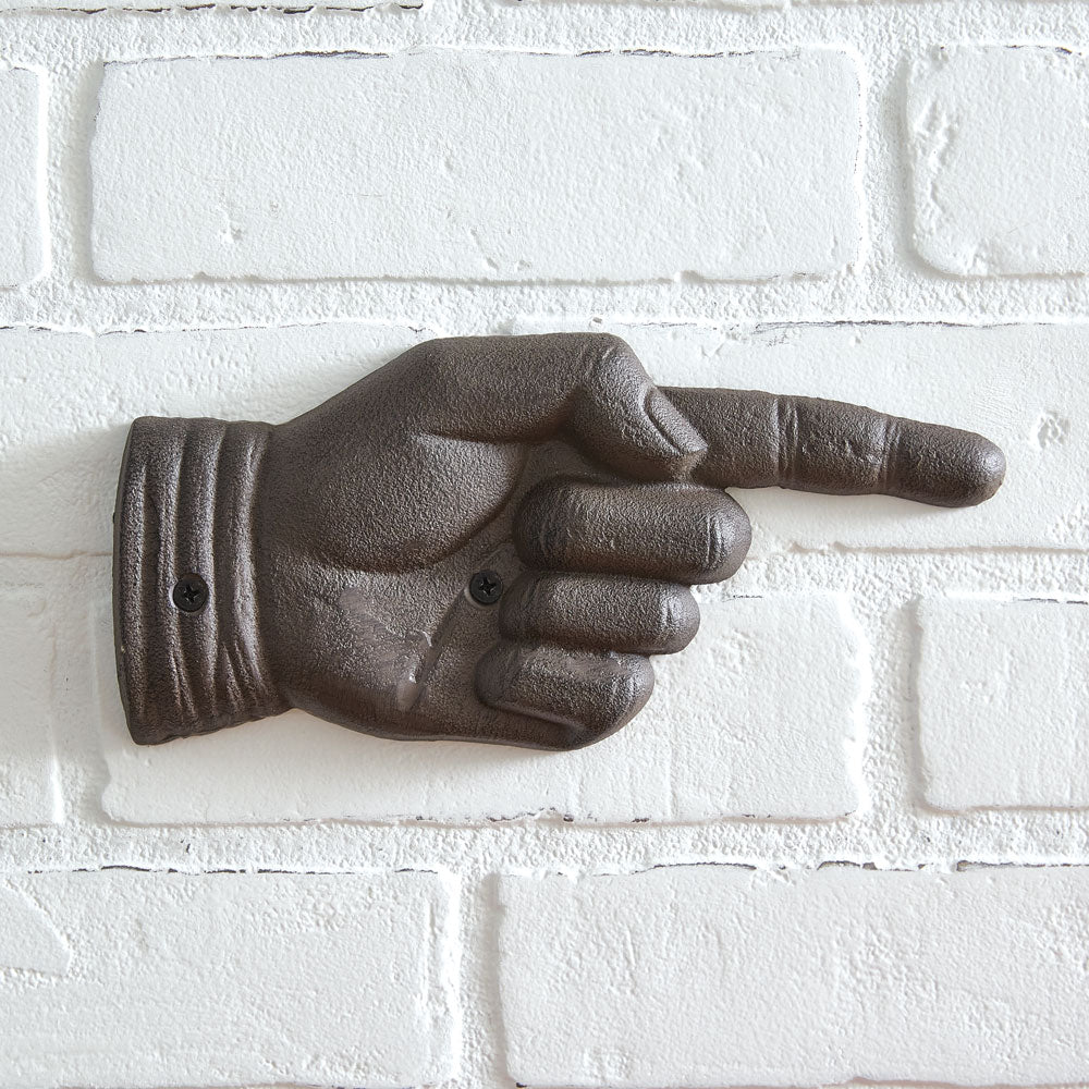 Cast Iron Pointing Hand Plaque - A Cottage in the City