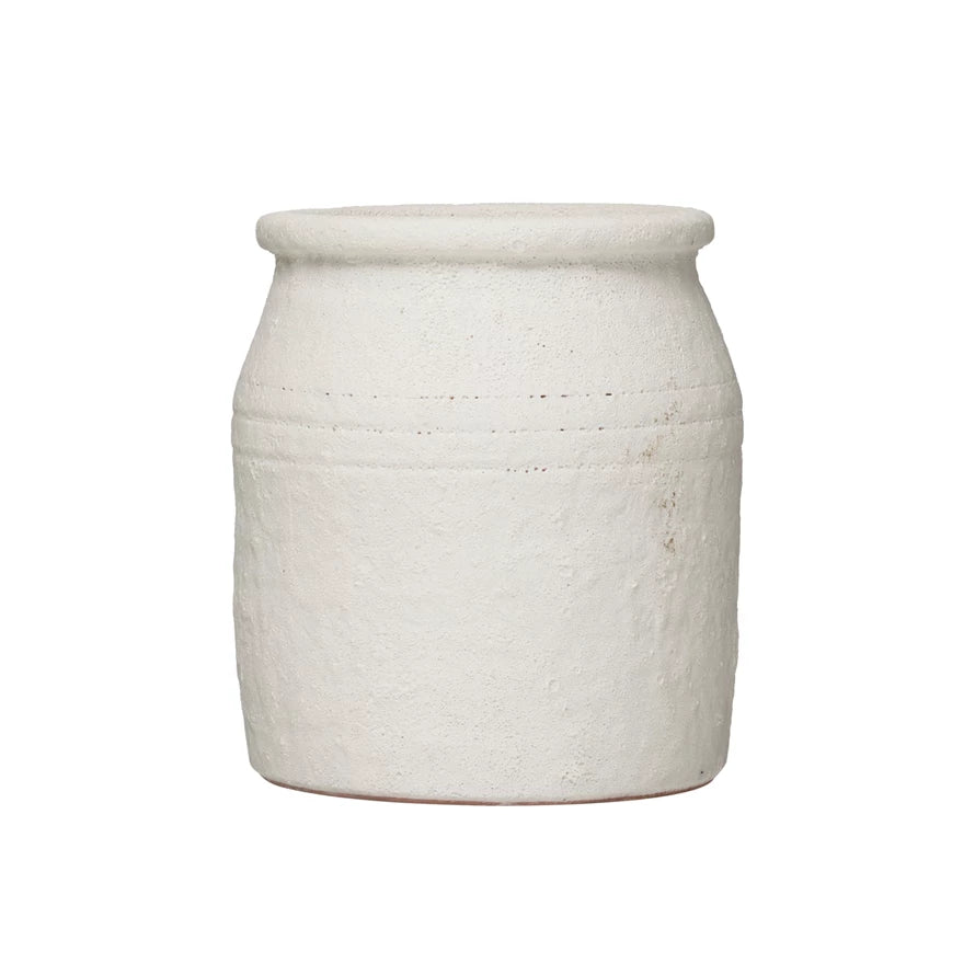 Distressed Coarse White Terracotta Crock