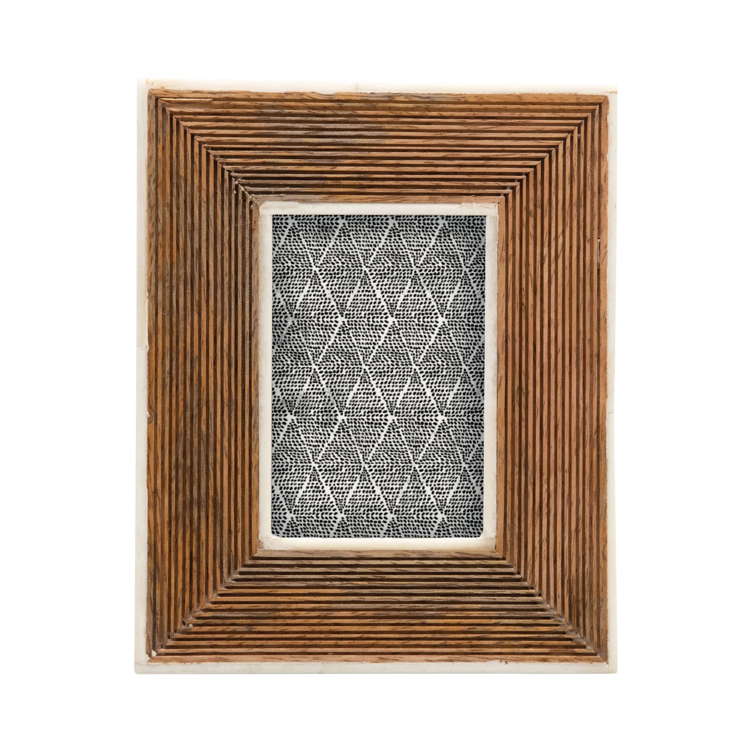 Hand Carved Photo Frame With Bone Border