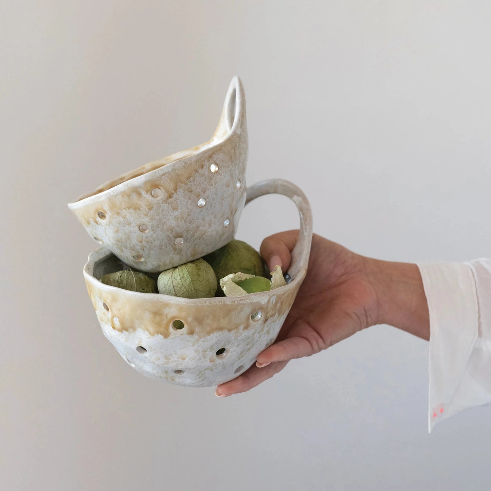 Stoneware Colanders With Handles