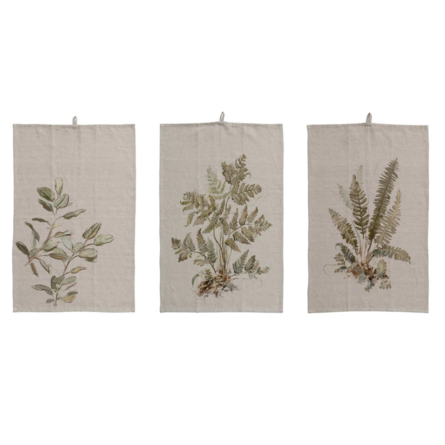 Linen Blend Botanical Tea Towel