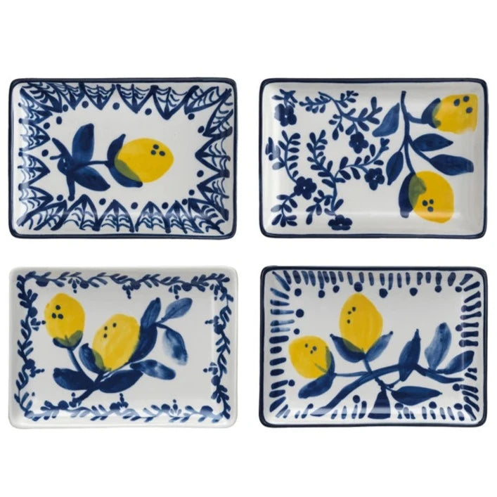 Hand Painted Lemons Stoneware Dish Set