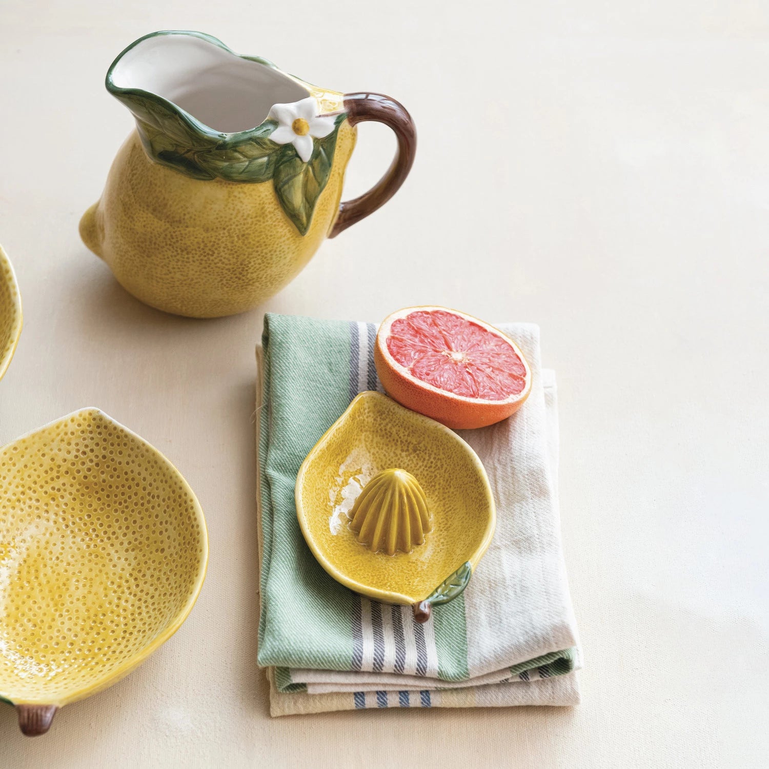 Hand Painted Stoneware Lemon Shaped Juicer