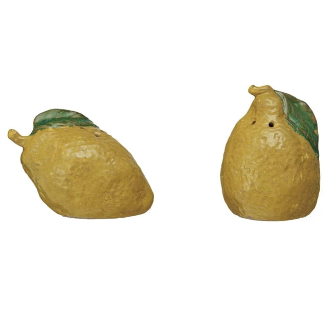 Hand Painted Lemon Shaped Salt & Pepper Shakers