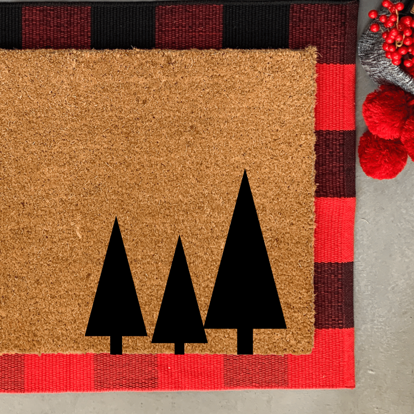 Geometric Trees Winter Doormat