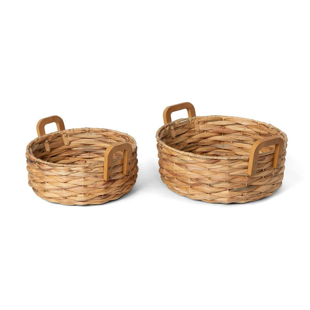 Woven Water Hyacinth Round Serving Basket Set