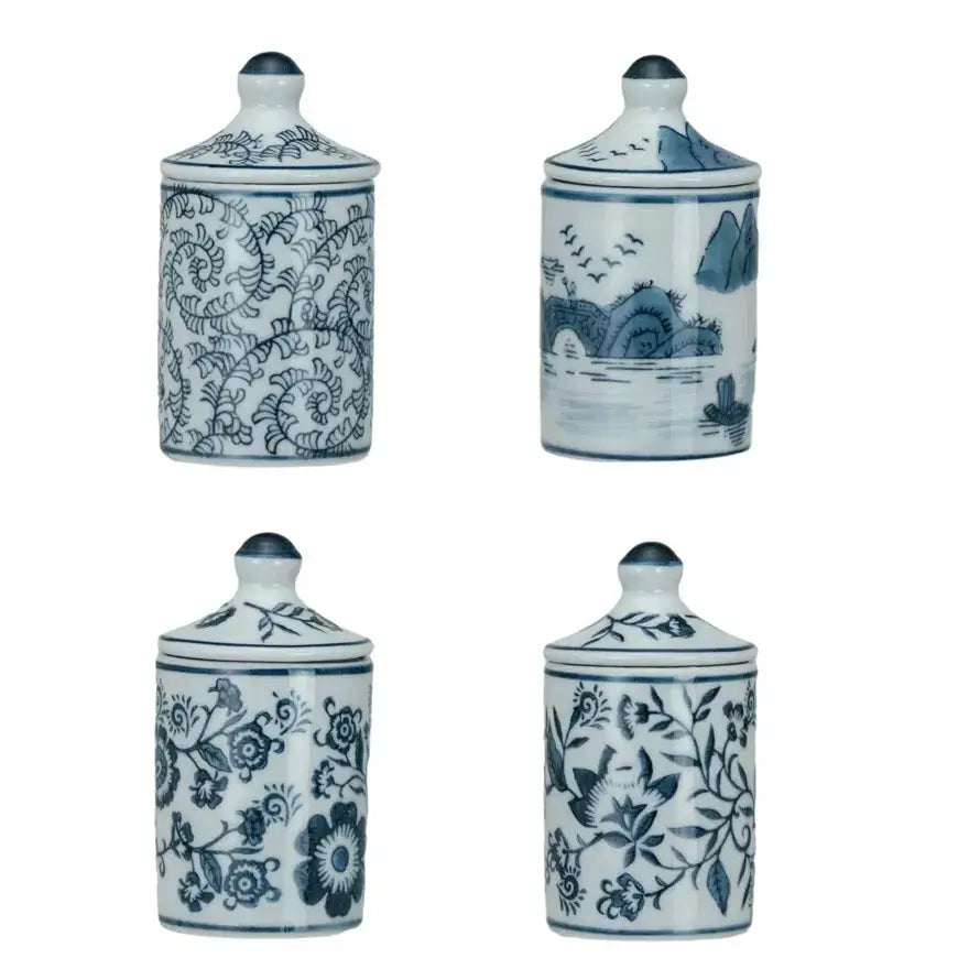 Hand Painted Stoneware Spice Jar Set