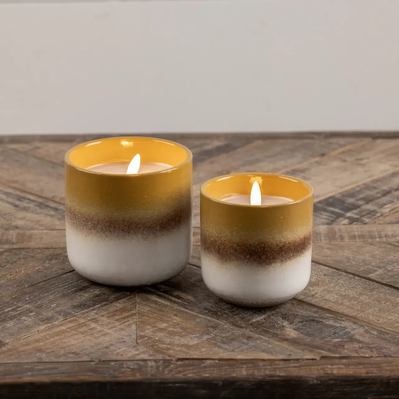 Glass 3D Flame White & Yellow Ceramic Candle