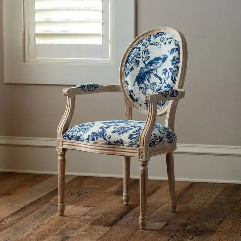 Blue Fowl &amp; Fruit Jacquard Chair Set