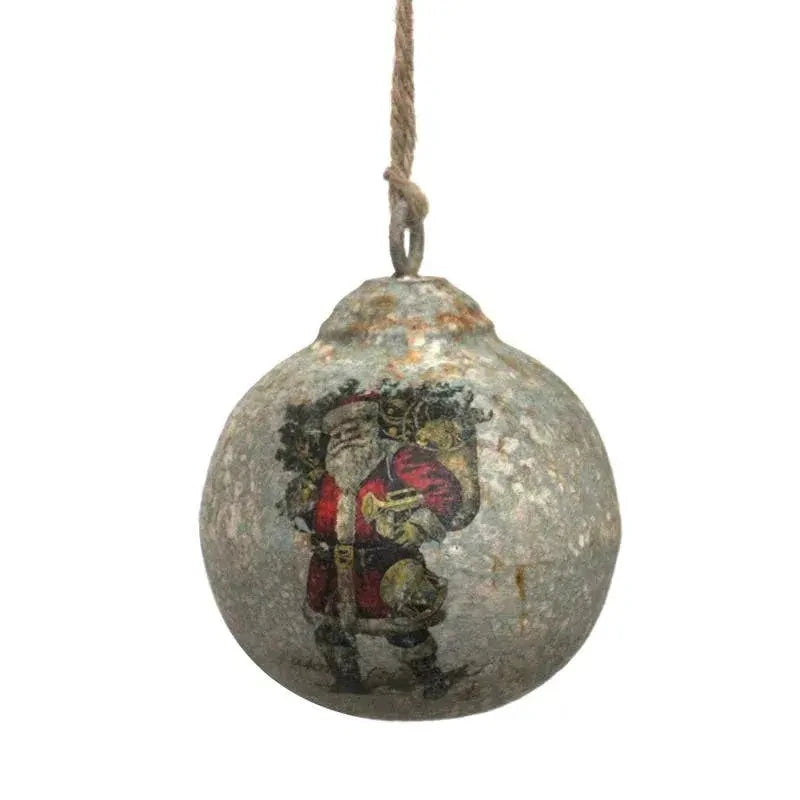 Vintage Santa Bearing Gifts Ball Ornament Set