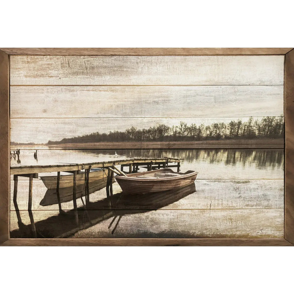 Fishing Boat At The Dock Wood Framed Print