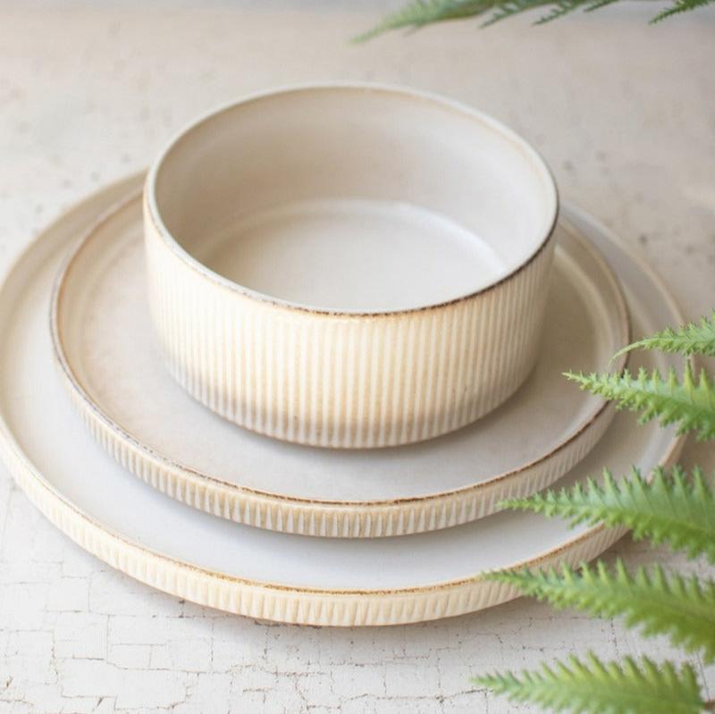 Ceramic Dinner Plate With Ridges Set