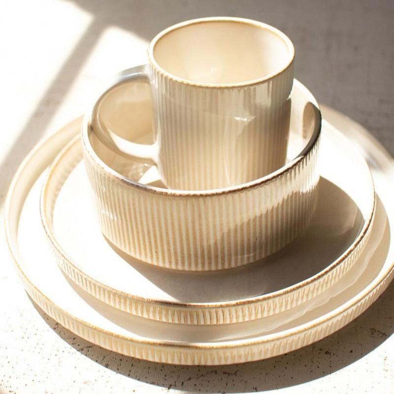 Ceramic Dinner Plate With Ridges Set