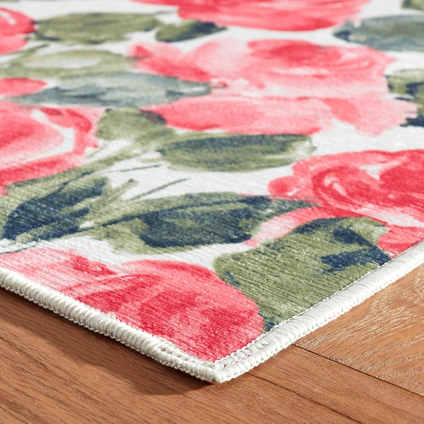 Pretty Peonies Multi Machine Washable Rug