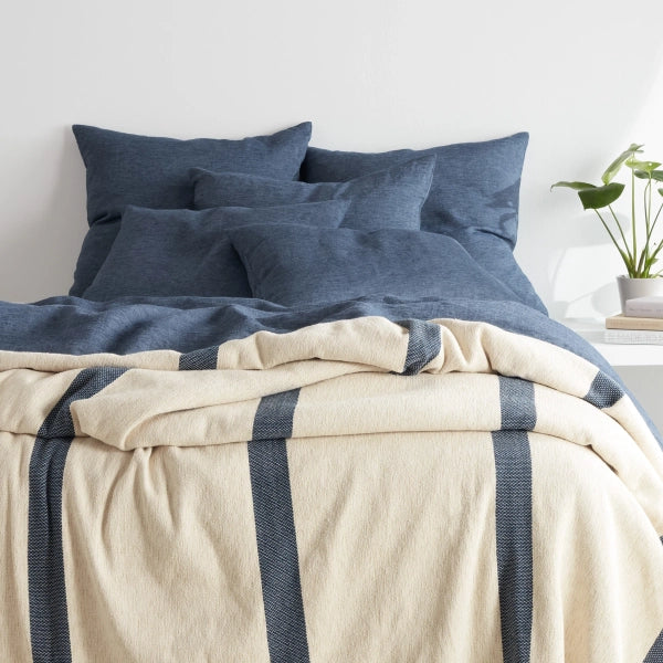 Pine Cone Hill Magnolia Stripe Navy Blanket