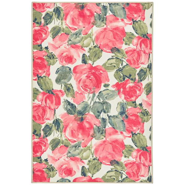 Pretty Peonies Multi Machine Washable Rug