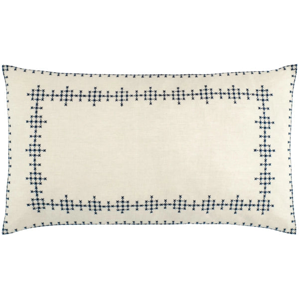 Pine Cone Hill Cross-Stitch Linen Navy Sham