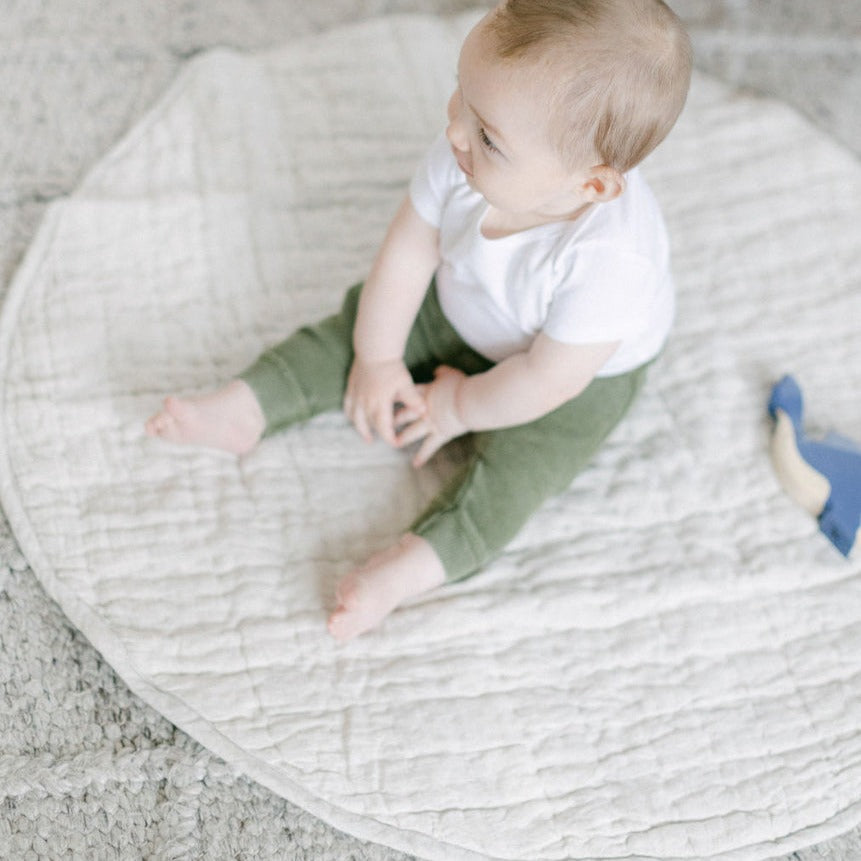 Stone Washed Linen Quilted Play Mat