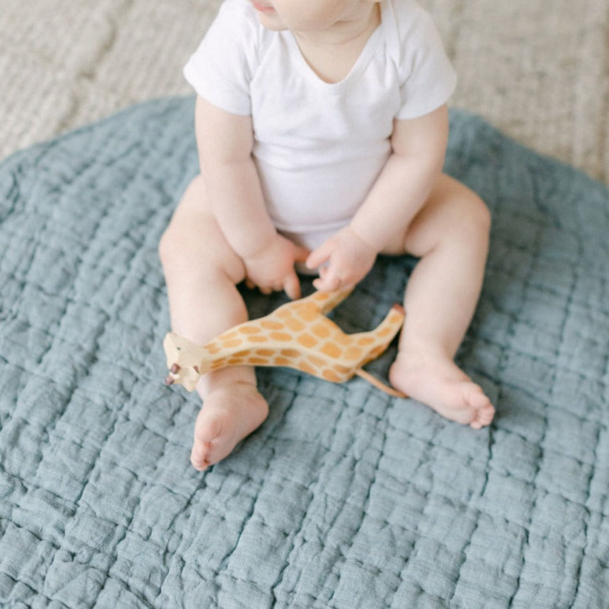 Stone Washed Linen Quilted Play Mat