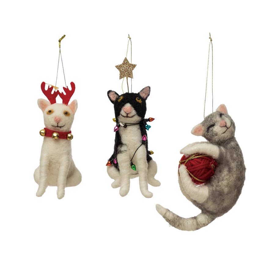 Wool Felted Cat Ornament