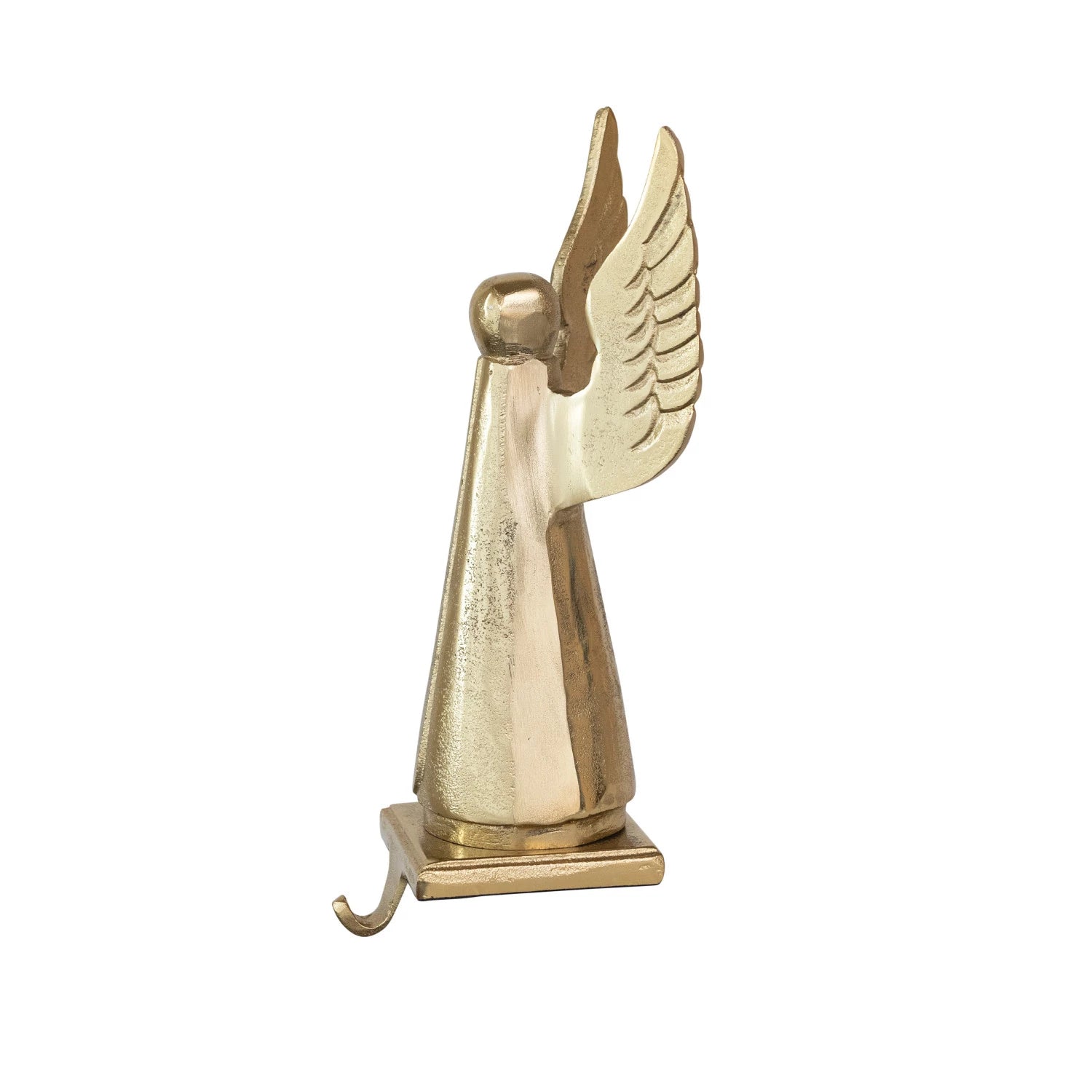 Gold Cast Aluminum Angel Stocking Holder