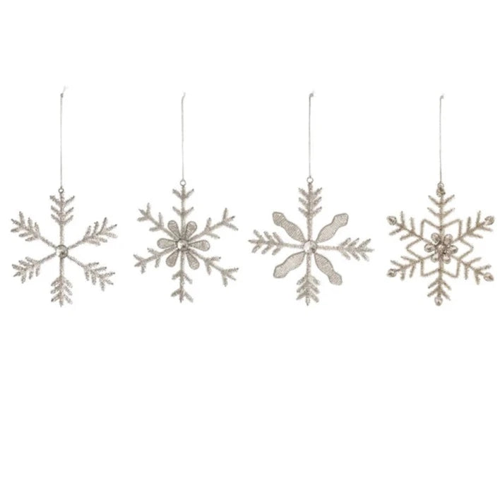 Metal & Glass Bead Snowflake Ornament