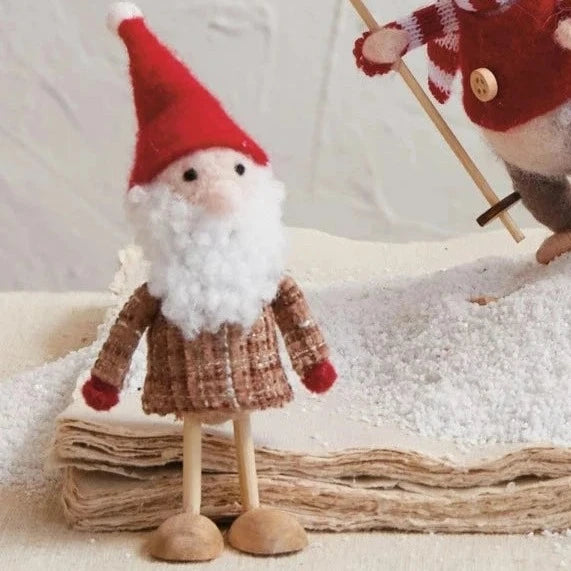 Wool Felt Santa In Plaid Winter Coat