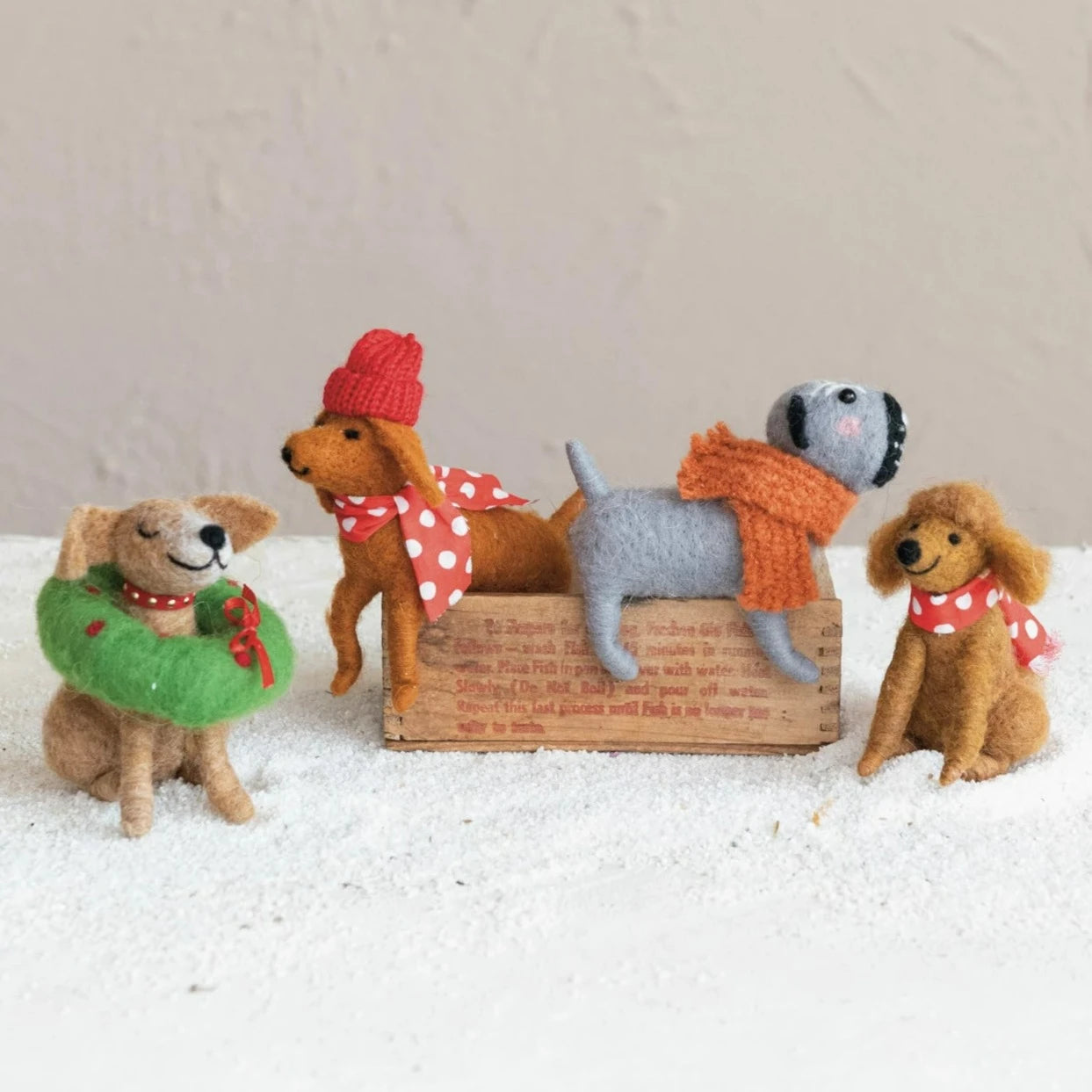 Wool Felt Christmas Dog