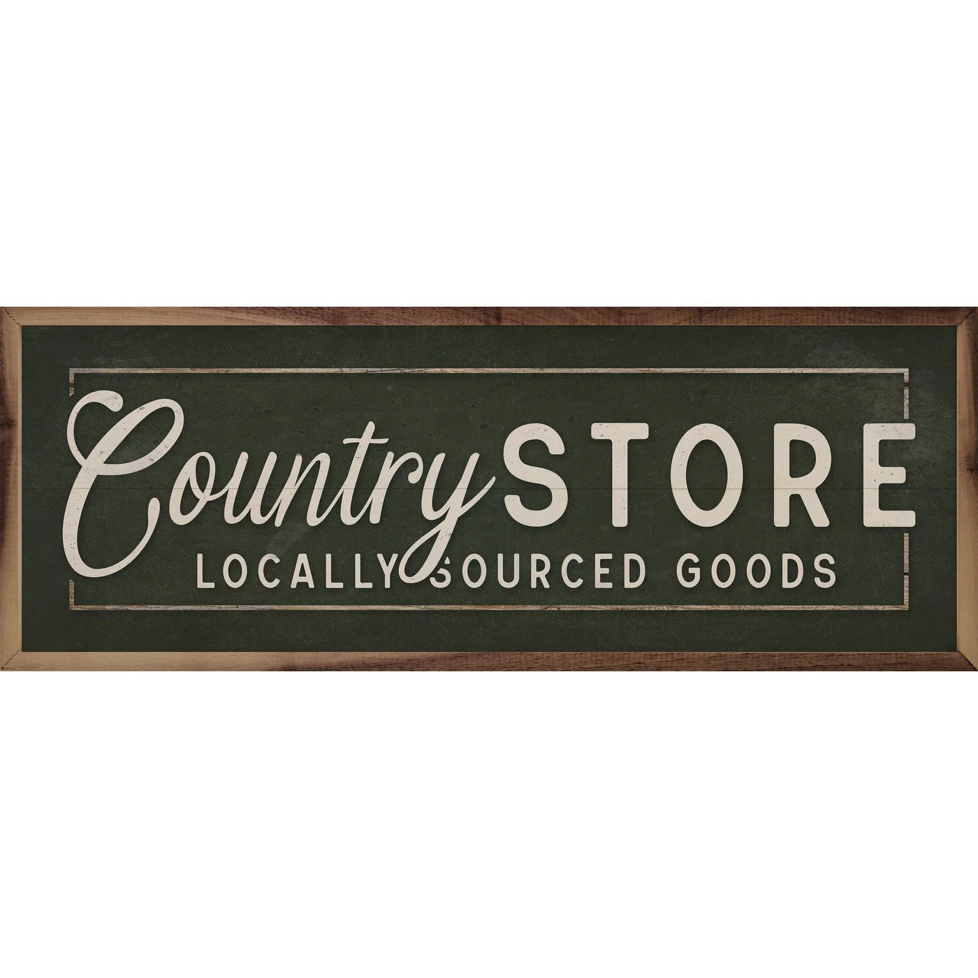 Country Store Locally Sourced Goods Border Wood Framed Print